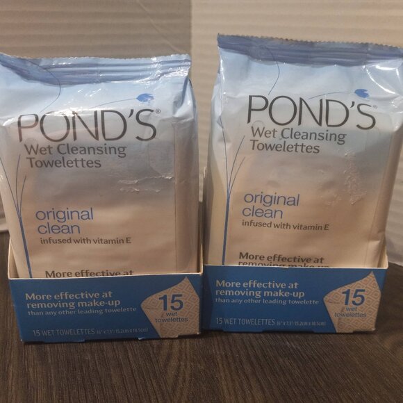 Ponds Original Fresh Clean Wet Cleansing Moisture Towelettes 15 Ct 2 Packages - Picture 1 of 5